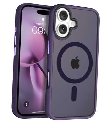 Magnetic for iPhone 16 Case [Compatible with MagSafe] Translucent Matte Purple