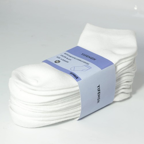 Boys and Gilr's Solid Color White Low Cut Ankle Socks 10 Pack Large - Picture 3 of 7