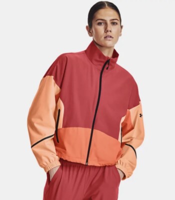 Under Armour Women's Large Multicolor Orange Black UA Unstoppable Zip Jacket NWT