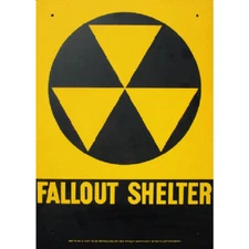 AUTHENTIC 1960'S ERA CIVIL DEFENSE FALLOUT SHELTER SIGN