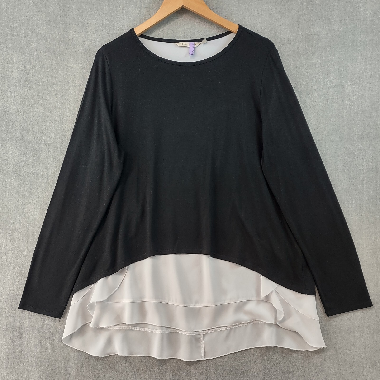 Soft Surroundings Womens Large Multicolor Layered Stretch Knit Rayon Chiffon Top