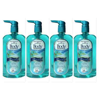 (4Pack) Body Essence Tea Tree Oil Ultra Moisturizing Body Wash Shower 28 ounces