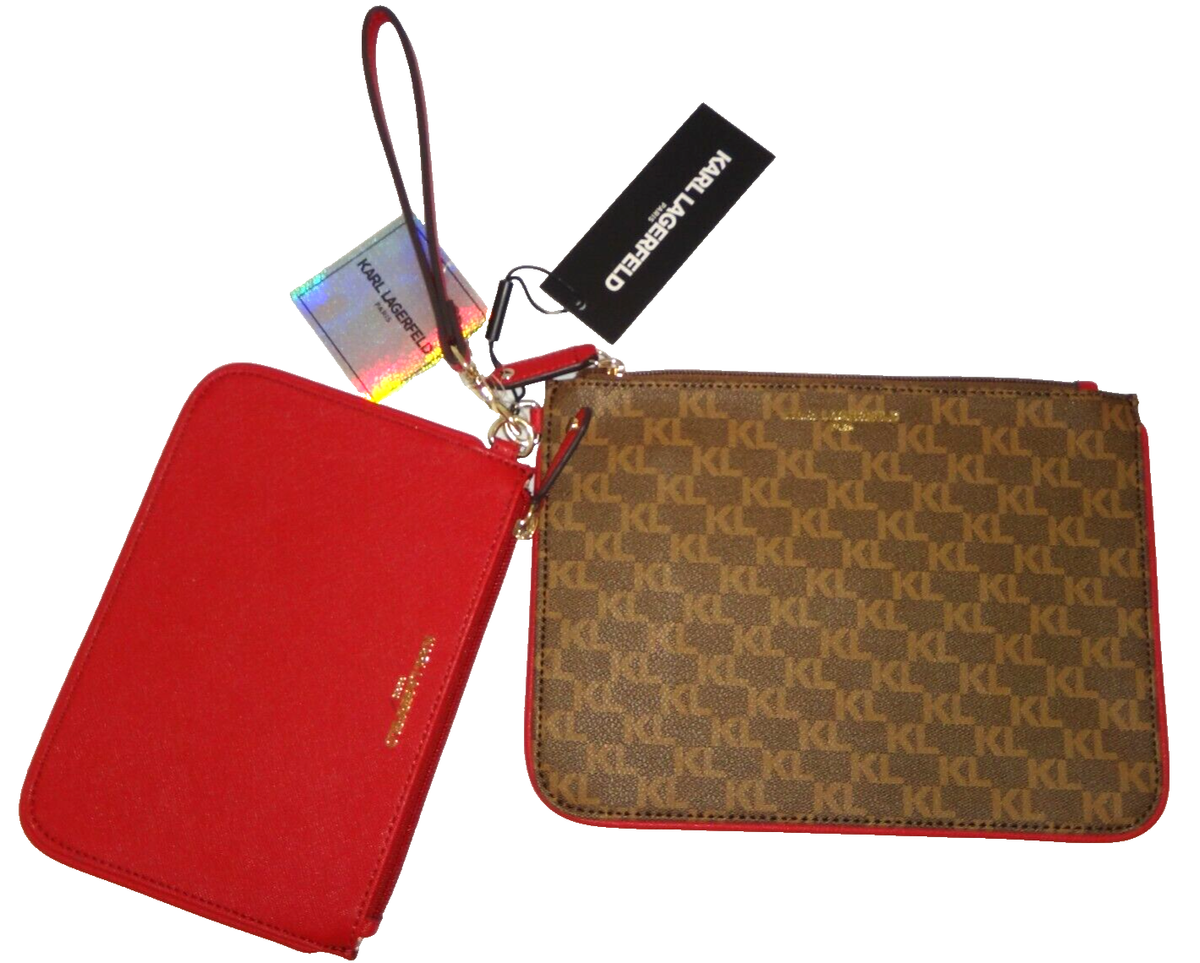 Karl Lagerfeld Paris 2-PC SET Brown Signature XL Clutch  display picture 1