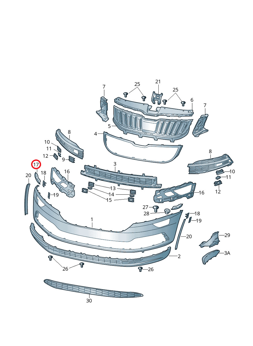 NEW GENUINE SKODA KAROQ FRONT BUMPER HOLDING BRACKET RIGHT O/S 