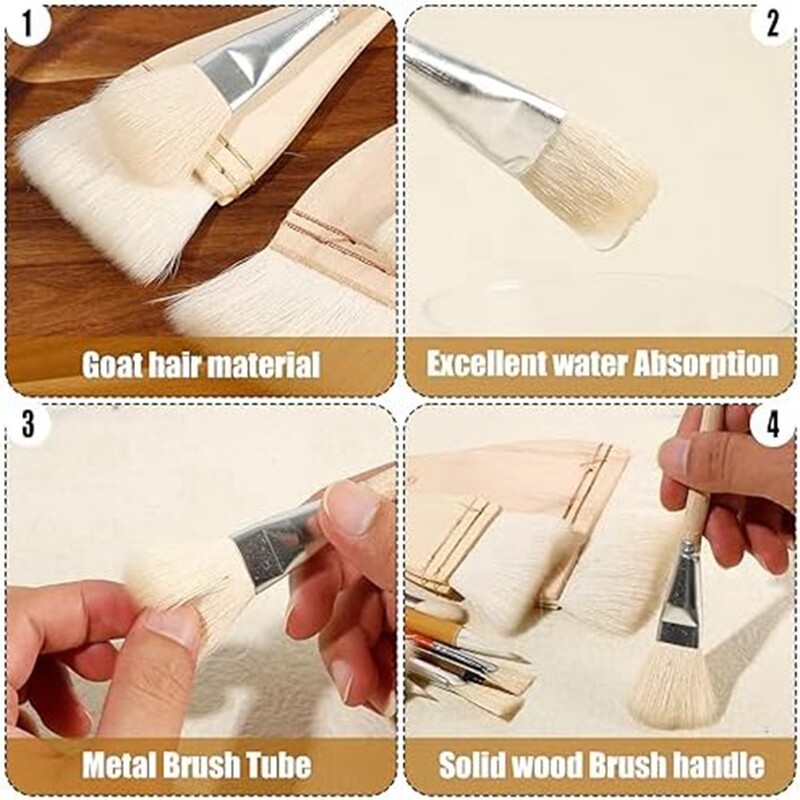 12Pcs Ceramic Glaze Brush Set,Pottery Glaze Brushes Acrylic Watercolor