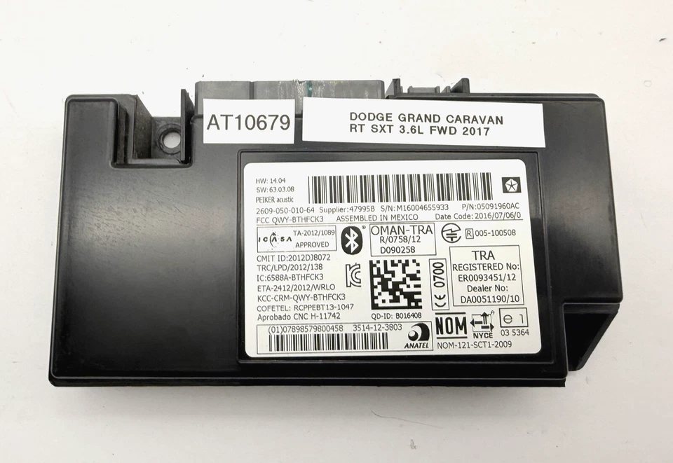 Módulo de control de comunicación Bluetooth OEM 11-18 Dodge Grand Caravan Wrangler Foto 2 de 4