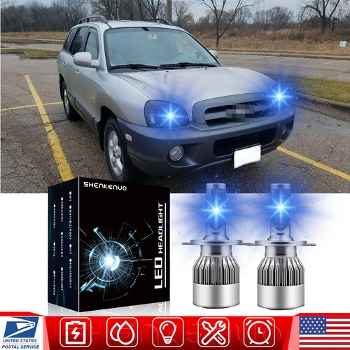 for Hyundai Santa Fe 2001-2006 LED Headlight H4 8000K Ice Blue Hi&Lo Bulbs fit