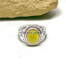 Peridot Oval Cut Gemstone With 925 Sterling Silver Ring For Men's #931 *