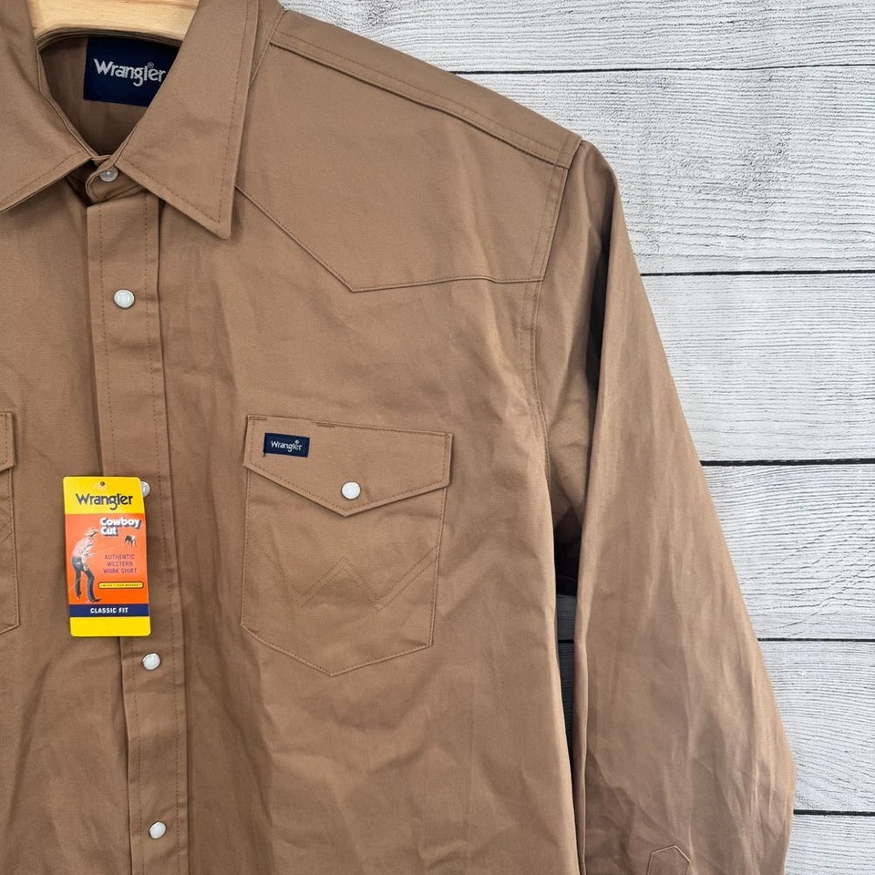 Wrangler Cowboy Cut Authentic Western Work Shirt 2XLT Classic Fit Heavy Duty - Image 3 of 4