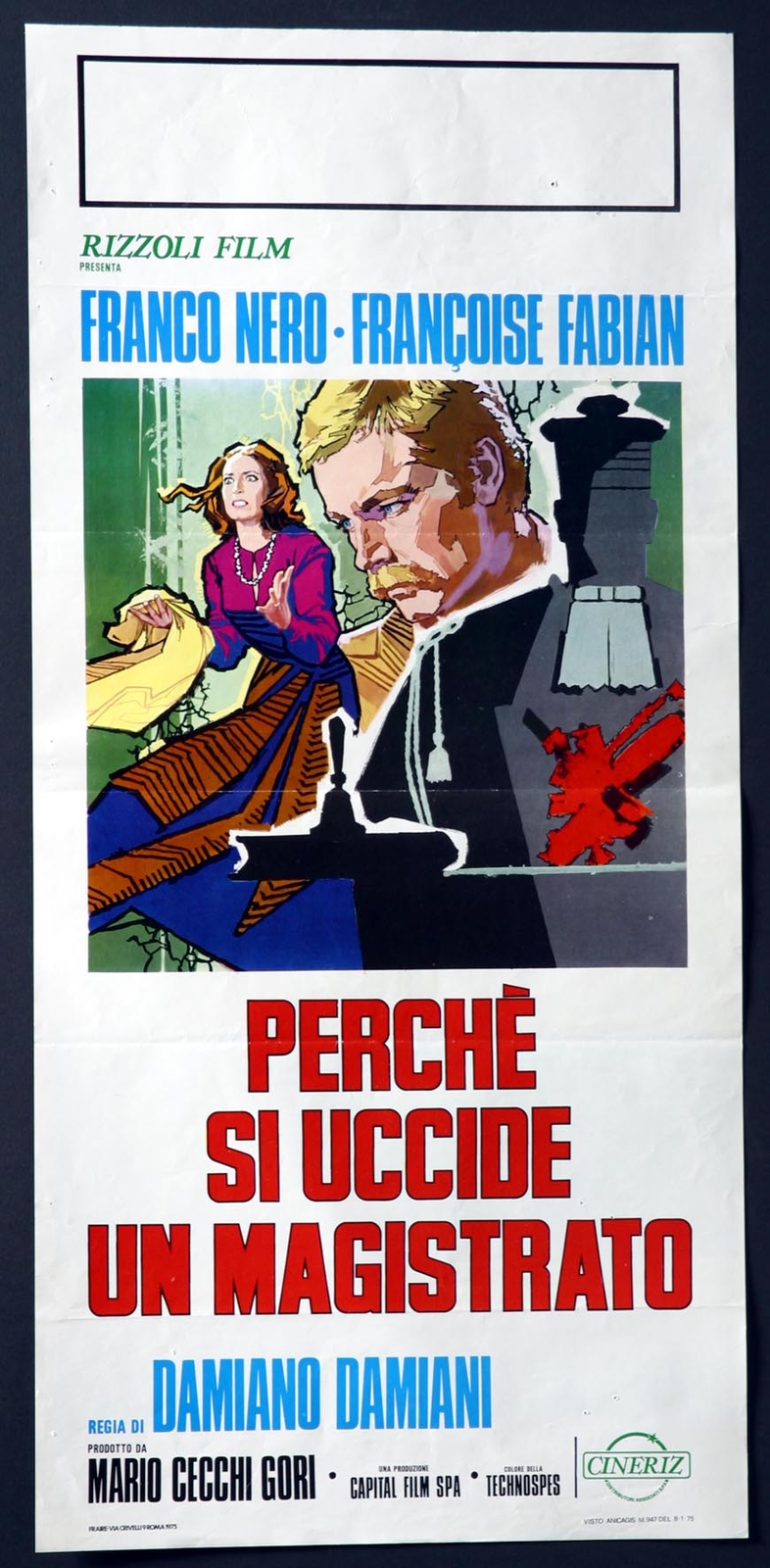 Locandina originale film Perché si uccide un magistrato (1975) - Regia di Damiano Damiani