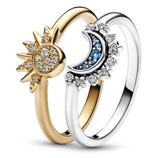 PANDORA Bijoux Célestes Étincelants Soleil Et Lune 15855 Ensemble De Bagues