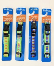 Dog Collar Medium Adjustable 14"-20" Neck Multi-Color 5/8" width - PACK OF 4