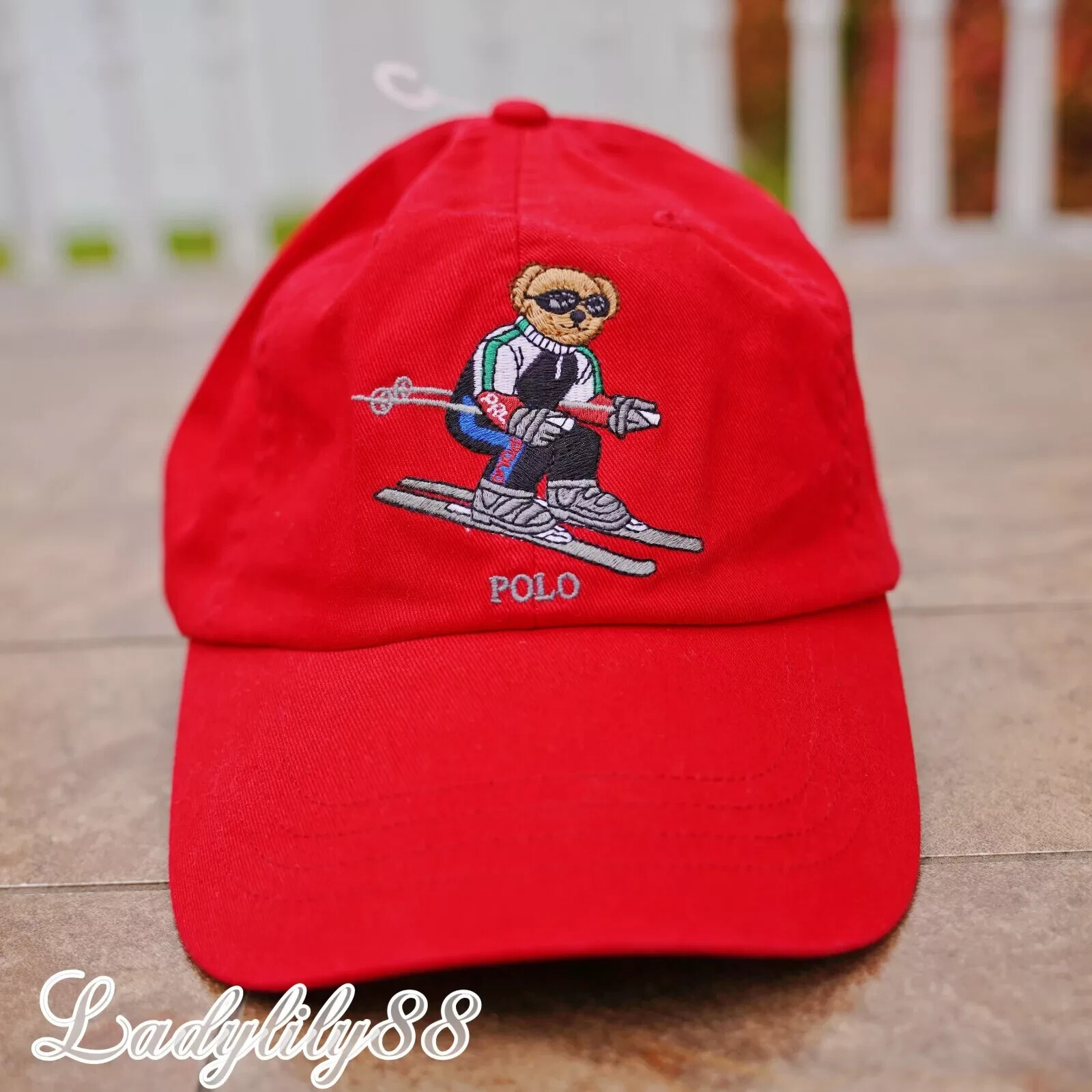 Cappello berretto baseball Polo Ralph Lauren nuovo con etichette pony orso cinturino regolabile autentico