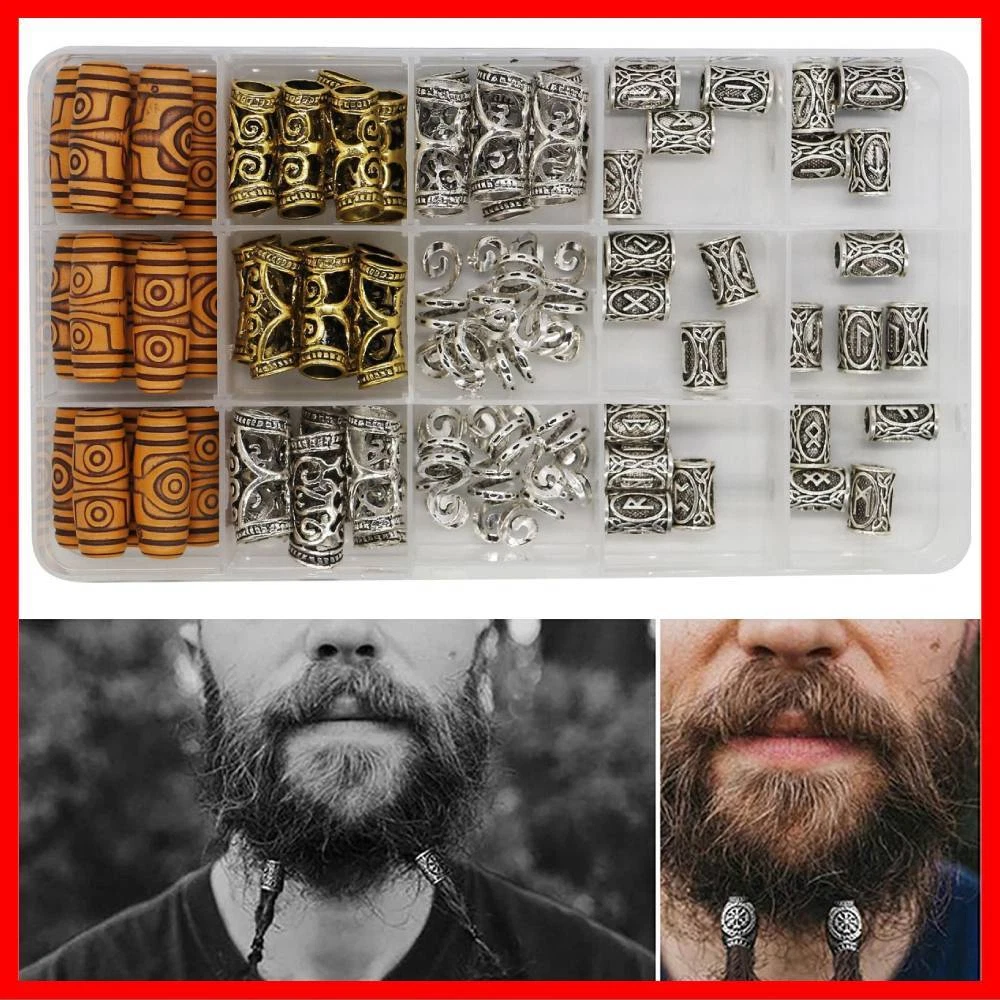 Viking Beard Rings - Set of 4 Norse Hair Beads