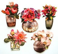 3D Easy Die Cut Card Toppers Vases Flowers Orchids  5 Designs Glitter Type 51