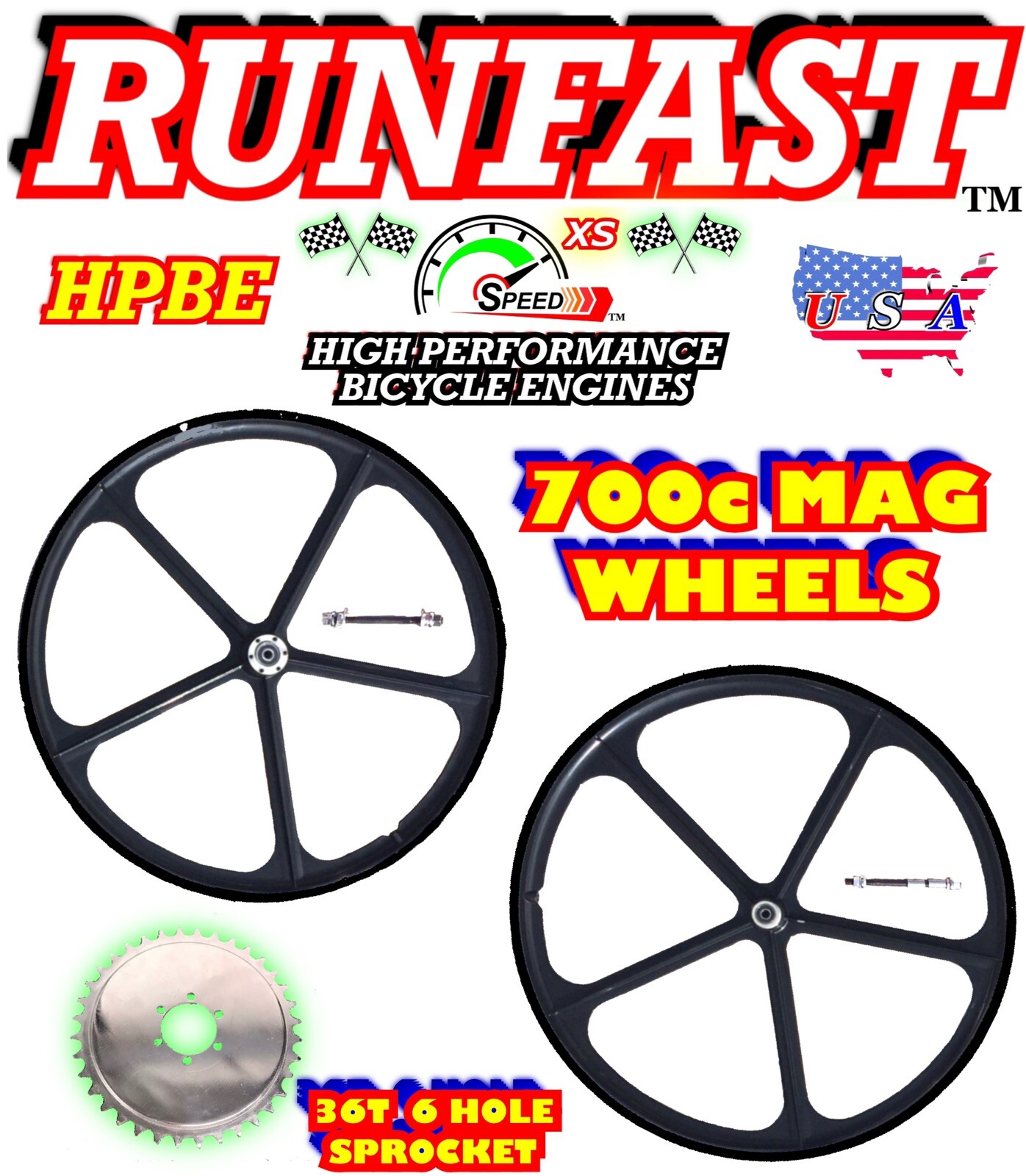 29" 700c Magnesium Wheels 100*135mm & 36T Sprocket Mag Wheels Motorized Bike