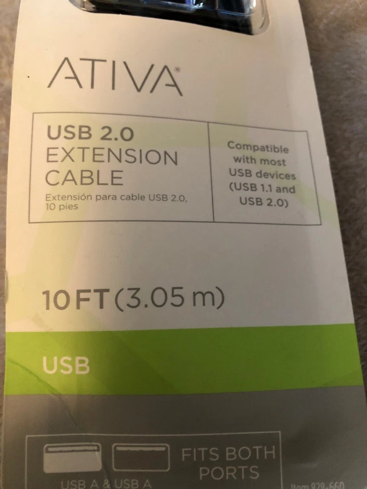 Ativa 10ft USB 2.0 Extension Cable New - Image 2 of 3