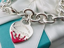Return To Tiffany Pink Splash Heart Bracelet