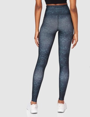 Amazon Essentials Women's High Waisted Sports Leggings, Black, Snake Print, Med