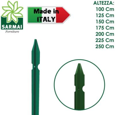 Paletti In Ferro Per Recinzioni Paletti Per Recinzioni Esterni Palo In Ferro A T Plastificato Verde - 30x30x3mm, Per Recinzioni Metalliche, Made In Italy Recinzione Metallica Pali Recinzione 30x30x3 Mm - 7