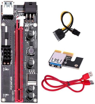 VER009S USB 3.0 PCI-E 1x A 16x Express Riser SATA Adapter Karte 15Pin 6Pin