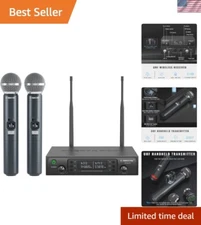 Wireless Microphone System, Dual Wireless Mics,w/ 2 Handheld Dynamic Micropho...