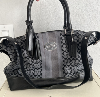 Coach Legacy Graphite Signature Stripe Molly 2-Way Satchel