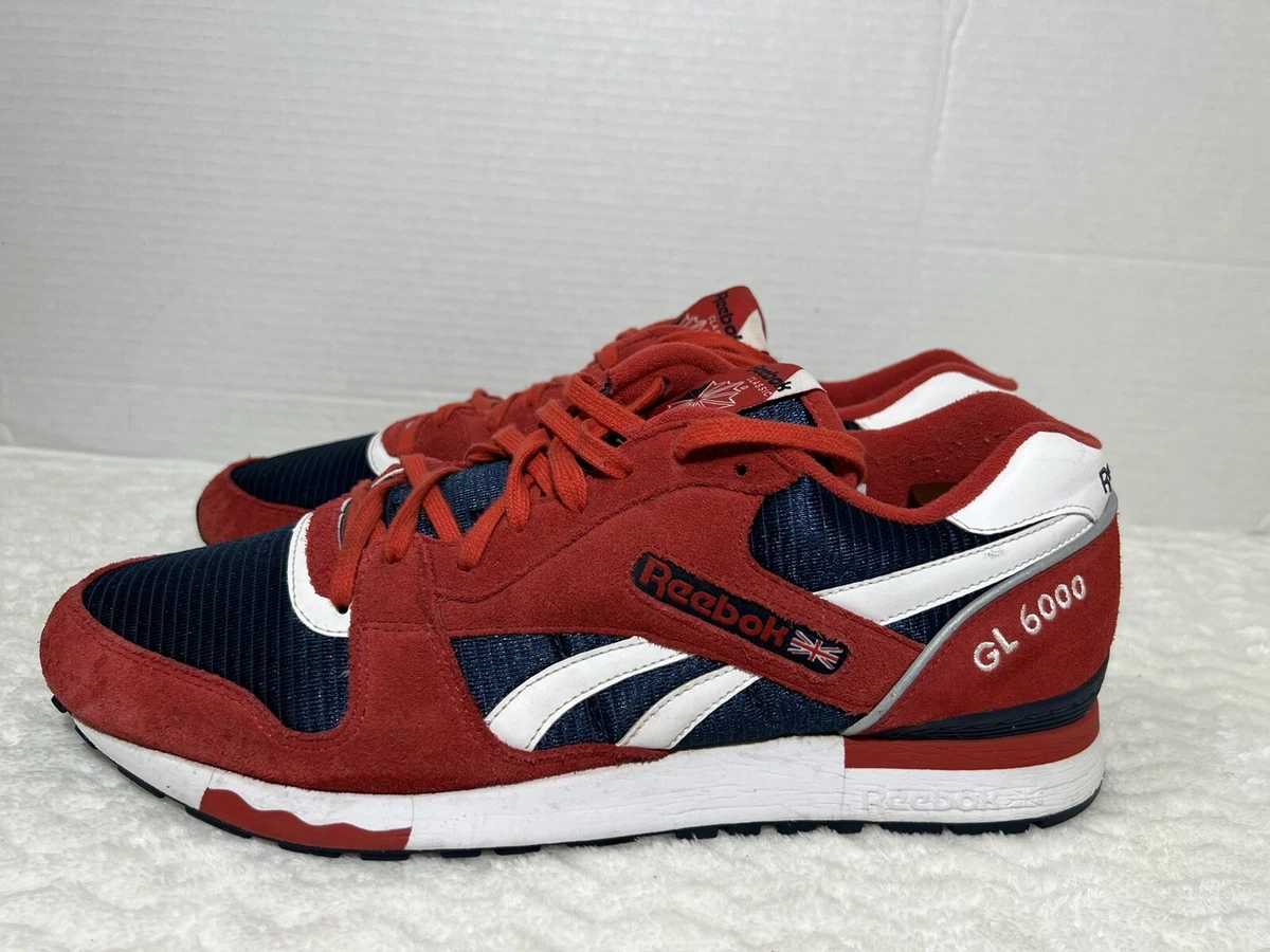 Reebok GL 6000 Low Suede Trainers M45927 Red Rush/Black/White Men's Size EUC |