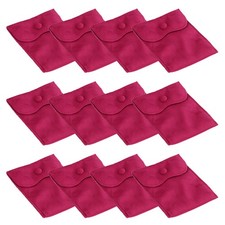 12 Pcs 6x4 Inch Velvet Jewelry Pouches Gift Bags with Snap Button Rose Red
