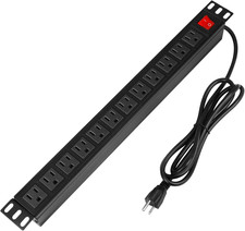Power Strip Surge Protector Rack-Mount PDU, 12-Outlet Power Strip with Switch, M