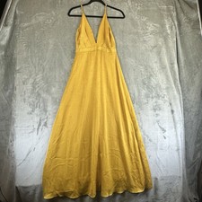 4si3nna Maxi Dress Women’s S Yellow Satin V-Neck