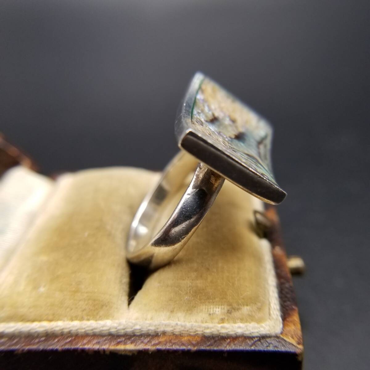 Abalone Shell Rectangle Frame Curved 925 Silver V… - image 3