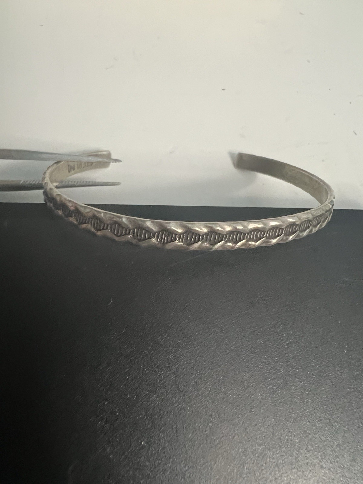 VTG  Signed Sterling Silver  Patterned Cuff Brace… - image 1