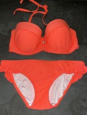 Ladies Coral Bow Textured Floozie Frost French Bikini Size 10 Bottoms 32DD Top