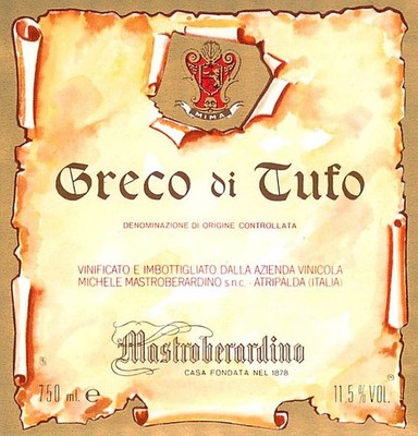 Greco di Tufo MastroberardinoAtripalda Italy 1970s 1980s Vtg Wine Label
