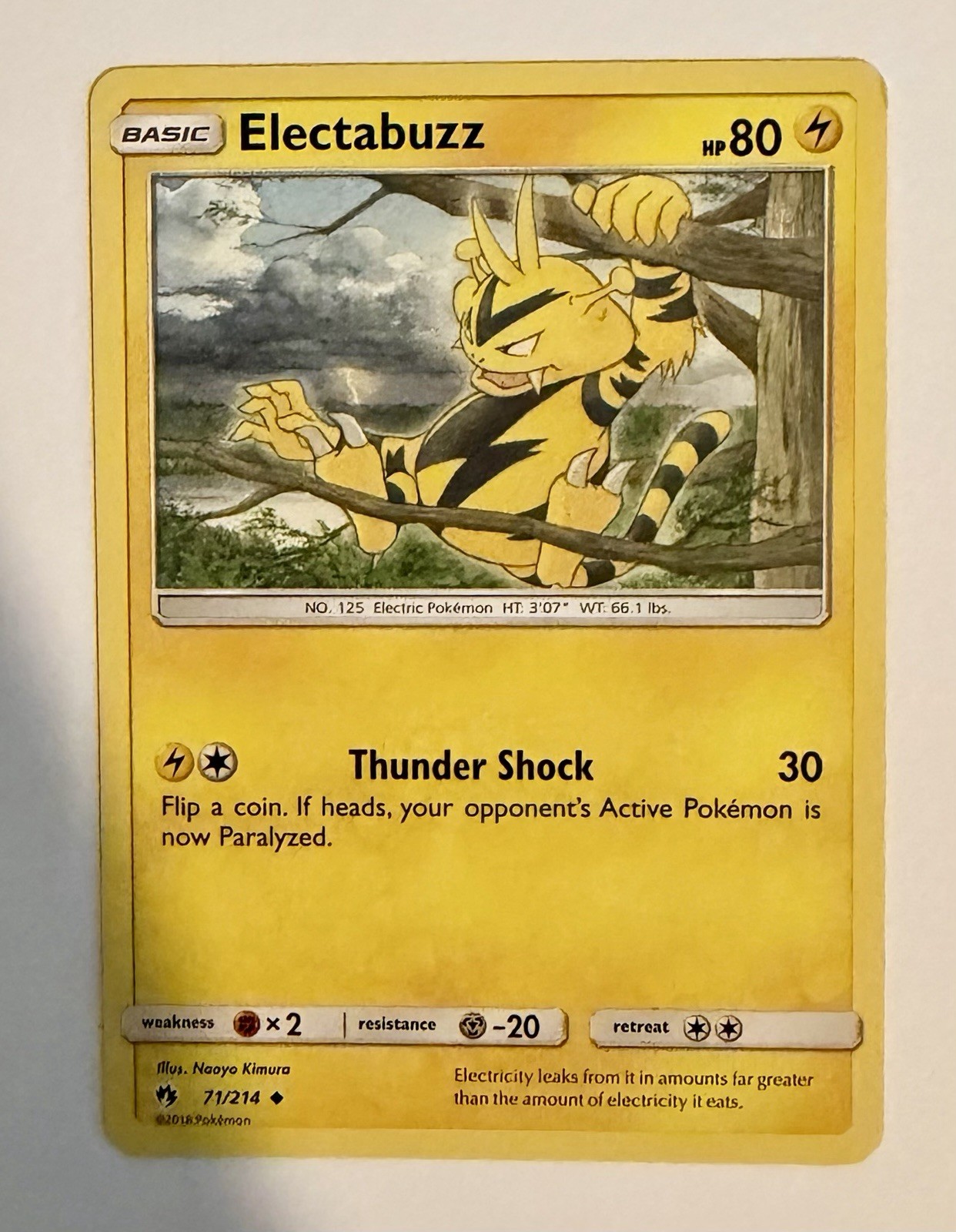 Electabuzz Uncommon Pokemon Trading Card Game SM - Lost Thunder 71/214 VLP