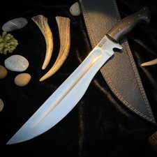 Bowie Knife D2 Steel Clip Point Full Tang Wood Handle Hunting Survival Sheath