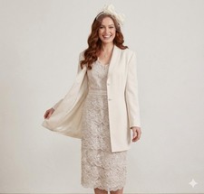 NEW Jacques Vert bride outfit 22 wedding pink lace dress jacket BNWT mature gown