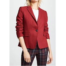 Rag  Bone Lexington Blazer Red Melange Wool Blend Long Sleeve Women's 8