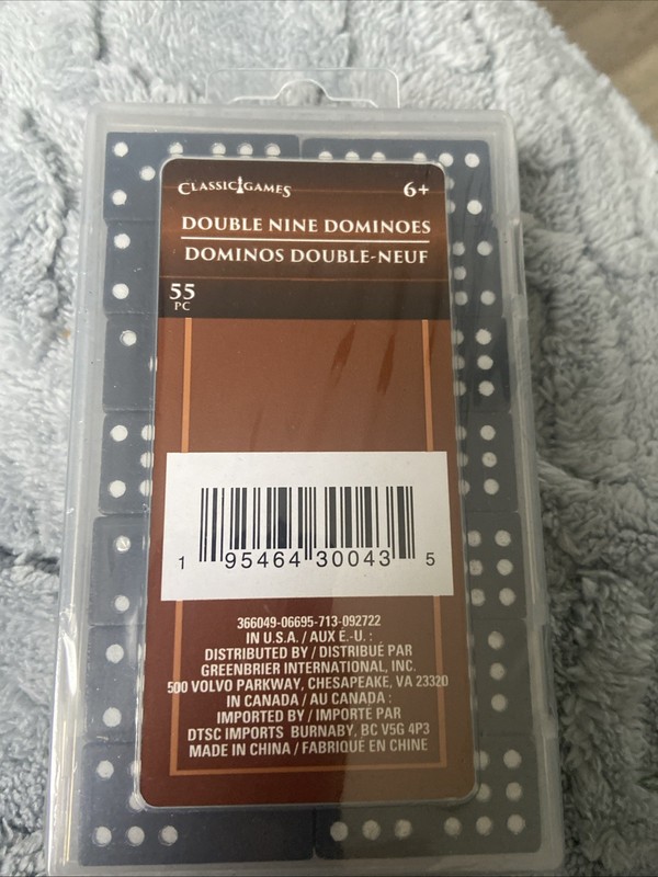 New Classic Games Double Nine Dominoes 55 Piece Set W/ Plastic Case Travel Size