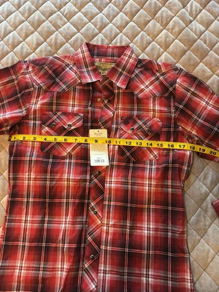 Camisa a Presión Wrangler Retro Niños Roja a Cuadros Perla, Talla Grande Foto 4 de 4
