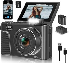 8K Digital Camera for UHD video and 88MP Photography, Vlogging Camera with WiFi