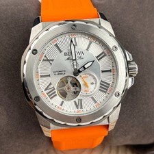 Bulova Marine Star 98A226 White Dial Rubber Strap Men's Watch Automatic Watch - Image 2