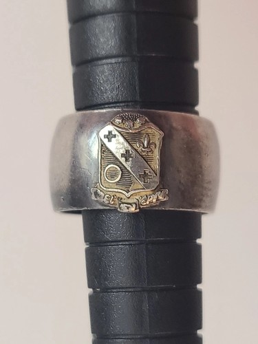 ANTIQUE VICTORIAN ERA STERLING SILVER FAMILY CREST PINKY BAND RING SIZE 4