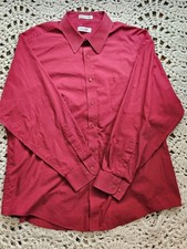 Pierre Cardin Red Cotton Blend Dress Shirt Regular Fit Point Collar 18 34/35
