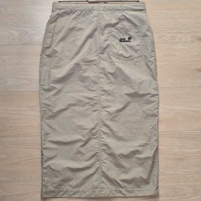 Jack Wolfskin Damen Maxirock beige Gr. 40 lang Gürtel Schlitz Taschen Logo
