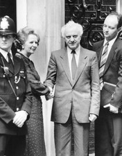 Prime Minister Margaret Thatcher shakes hands with Eduard Shevardn- Old Photo