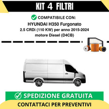 Kit 4 Filtri Tagliando per HYUNDAI H350 Furgonato 2.5 CRDi 110 kw Diesel 2015...
