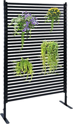 Rustproof Metal Privacy Screen 48'' W x 71'' H for Outdoor Garden & Patio, Black