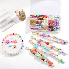372PCS Beaded Keychain Making Kit DIY Keychains Bag Charm Kit Colorful Beads ...